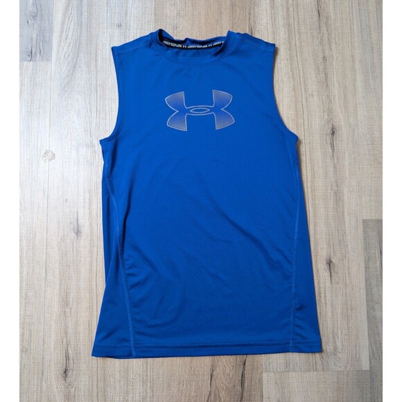Lot Of 2 Under Armour Size YM Compression Tank Tops Fitted Sleeveless HeatGear - Picture 2 of 10